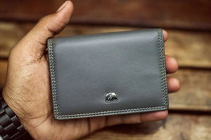 Multi piece Card Holder Wallet with Flap in Genuine Leather - Brown Bear