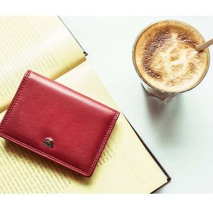 Multi piece Card Holder Wallet with Flap in Genuine Leather - Brown Bear