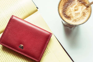Multi piece Card Holder Wallet with Flap in Genuine Leather - Brown Bear