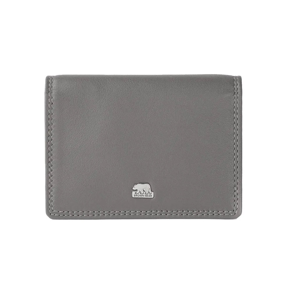 Multi piece Card Holder Wallet with Flap in Genuine Leather - Brown Bear