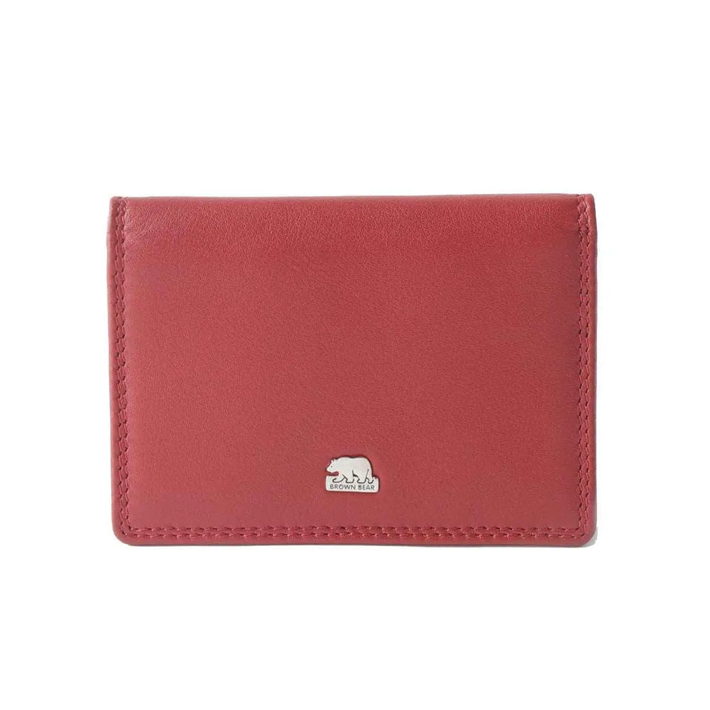 Multi piece Card Holder Wallet with Flap in Genuine Leather - Brown Bear