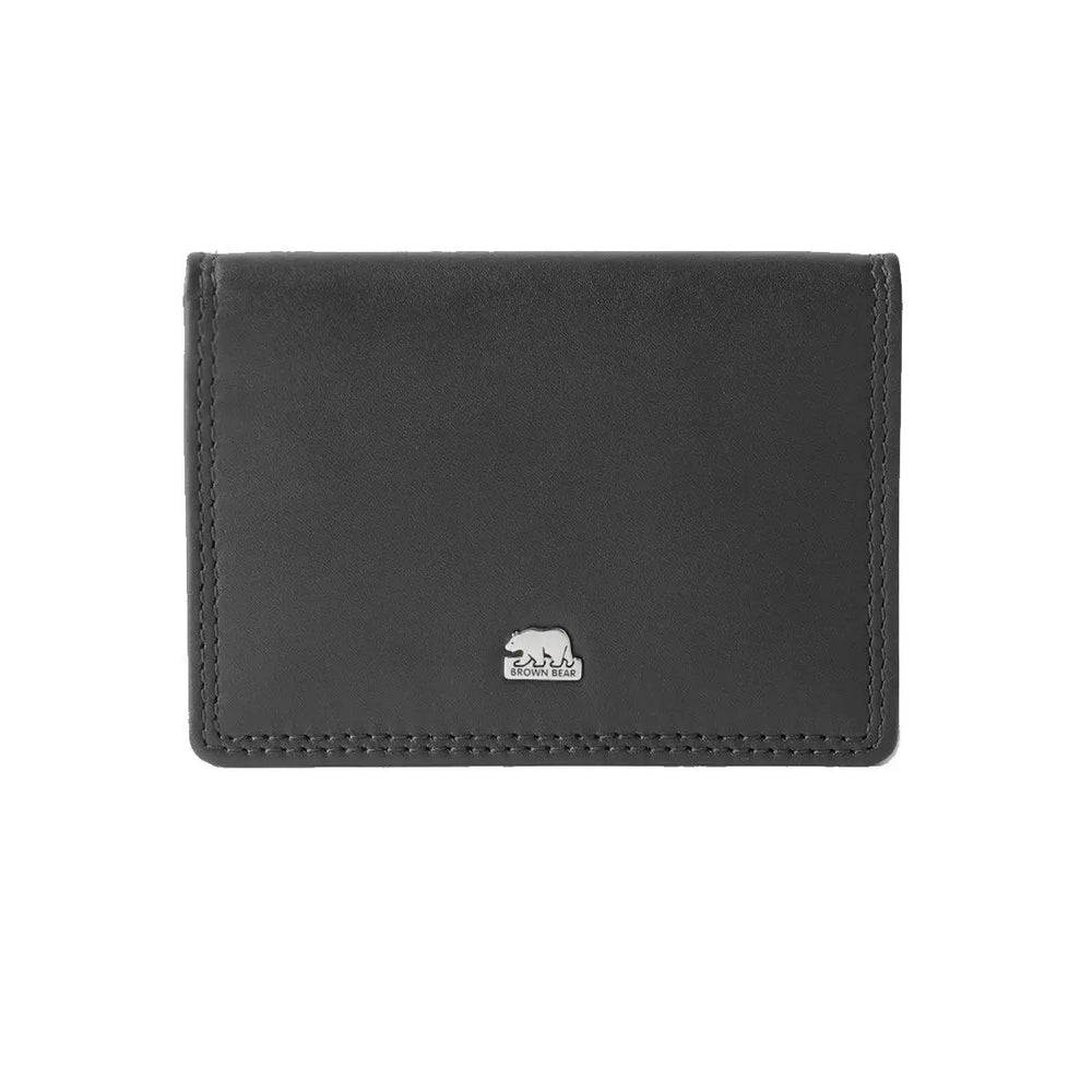 Multi piece Card Holder Wallet with Flap in Genuine Leather - Brown Bear