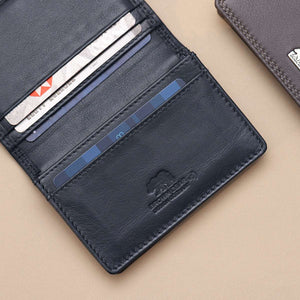 Multi piece Card Holder Wallet with Flap in Genuine Leather - Brown Bear