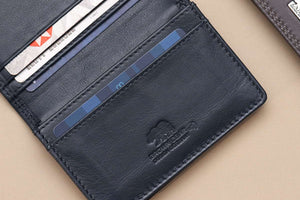 Multi piece Card Holder Wallet with Flap in Genuine Leather - Brown Bear