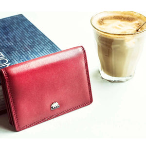 Multi piece Card Holder Wallet with Flap in Genuine Leather - Brown Bear