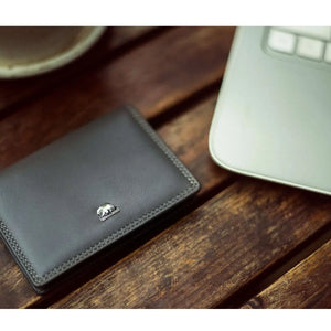 Multi piece Card Holder Wallet with Flap in Genuine Leather - Brown Bear