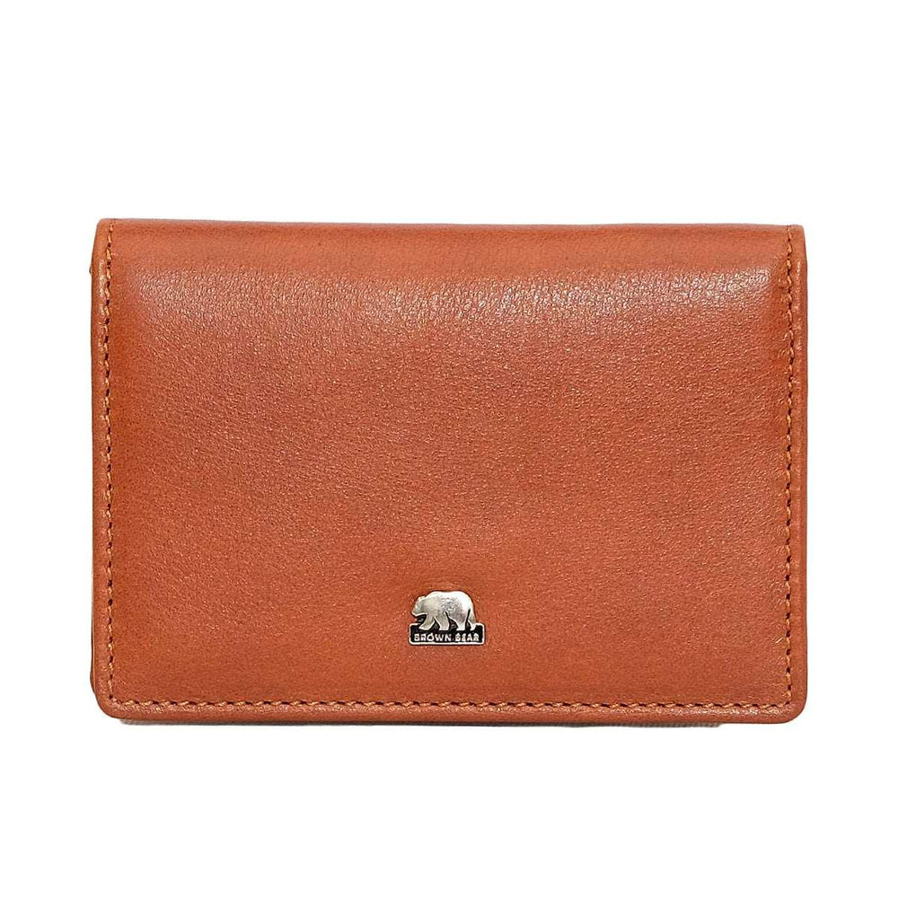 Multi piece Card Holder Wallet with Flap in Genuine Leather - Brown Bear
