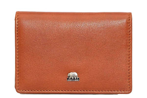 Multi piece Card Holder Wallet with Flap in Genuine Leather - Brown Bear