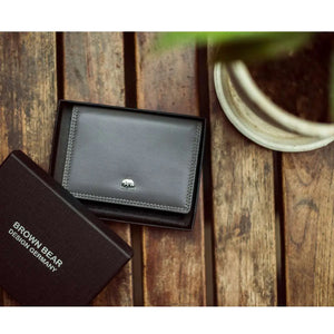 Multi piece Card Holder Wallet with Flap in Genuine Leather - Brown Bear