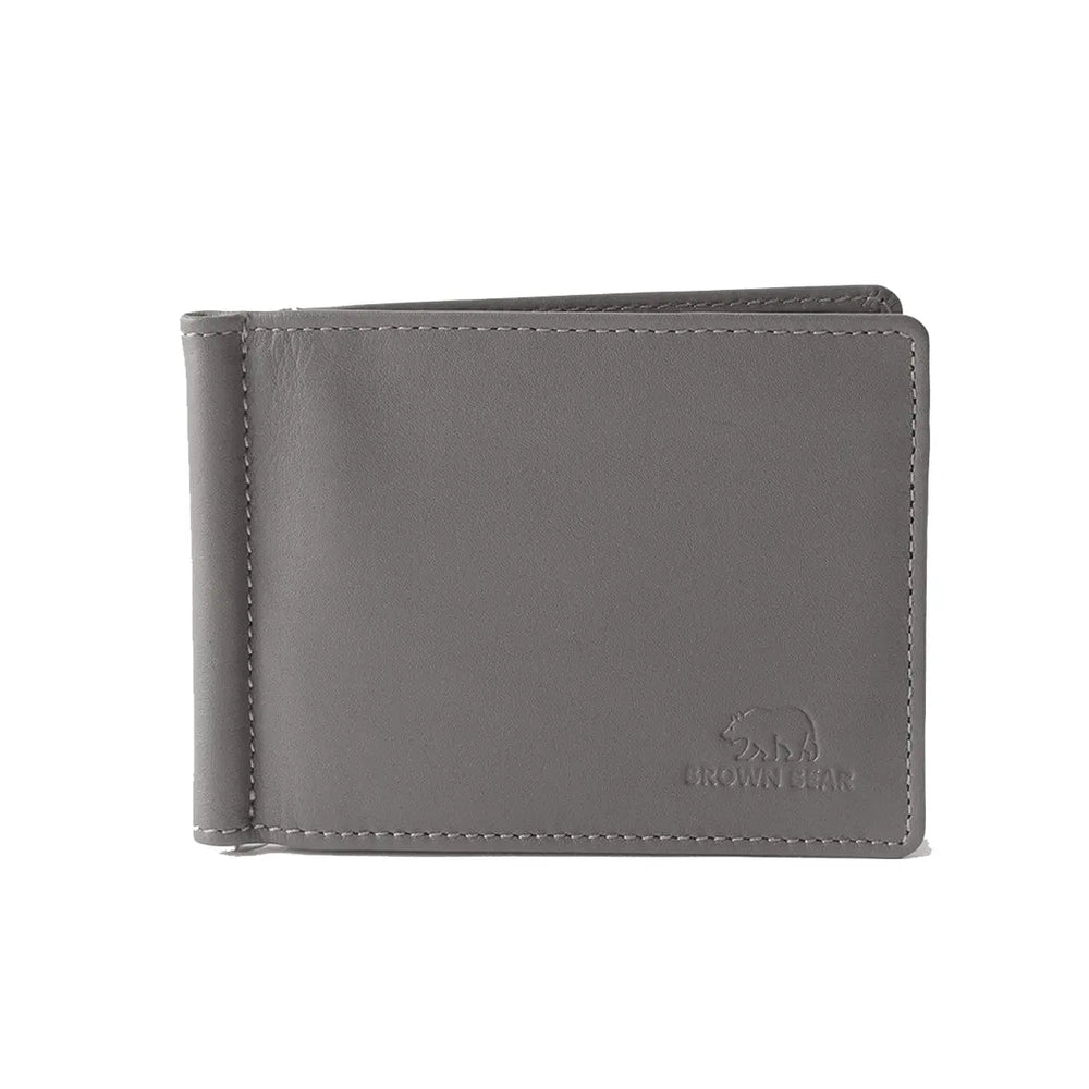 SIGNATURE MONEY CLIP HOLDER in Genuine Leather - Brown Bear