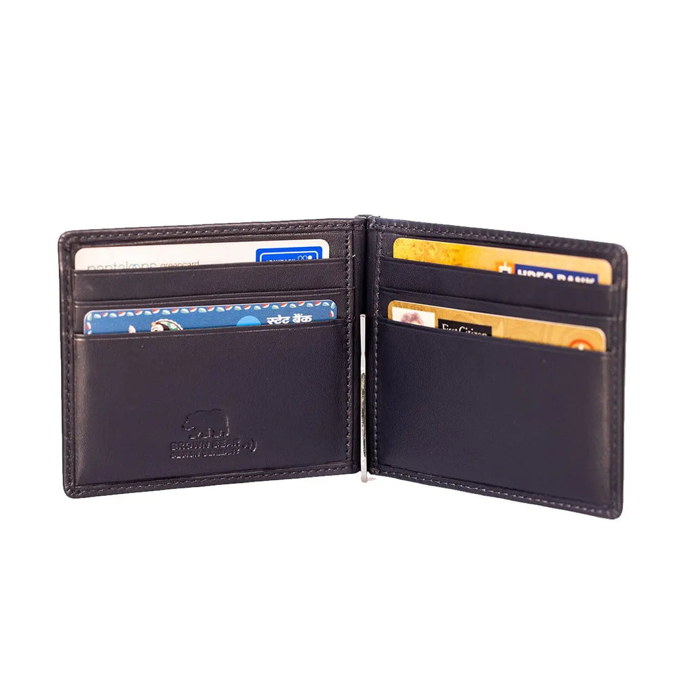 SIGNATURE MONEY CLIP HOLDER in Genuine Leather - Brown Bear