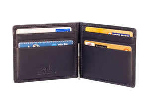 SIGNATURE MONEY CLIP HOLDER in Genuine Leather - Brown Bear