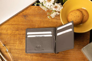 SIGNATURE MONEY CLIP HOLDER in Genuine Leather - Brown Bear