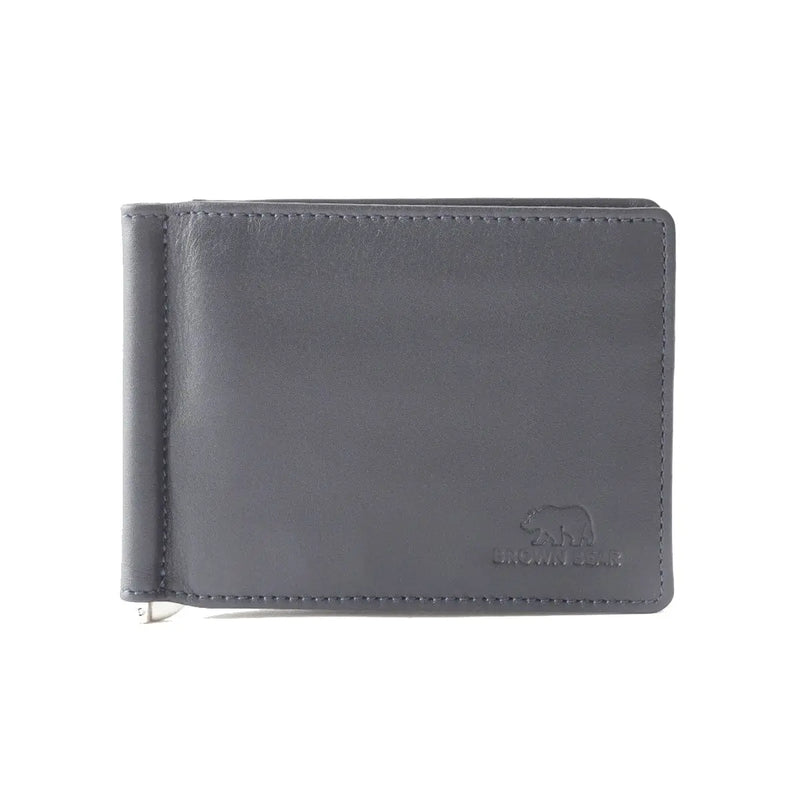 SIGNATURE MONEY CLIP HOLDER in Genuine Leather - Brown Bear
