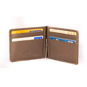 SIGNATURE MONEY CLIP HOLDER in Genuine Leather - Brown Bear