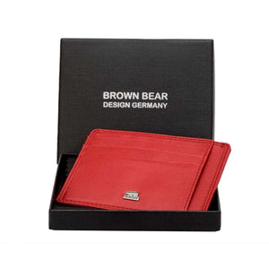 Sleek 8 piece Leather Card Holder with a small Bill Compartment - Brown Bear
