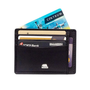 Sleek 8 piece Leather Card Holder with a small Bill Compartment - Brown Bear