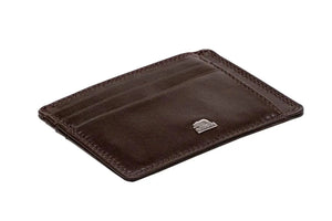 Sleek 8 piece Leather Card Holder with a small Bill Compartment - Brown Bear