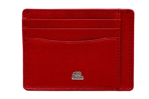 Sleek 8 piece Leather Card Holder with a small Bill Compartment - Brown Bear