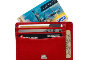 Sleek 8 piece Leather Card Holder with a small Bill Compartment - Brown Bear