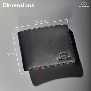 Slim Oxford Men’s Wallet with Contrast Color in Genuine Leather - Brown Bear