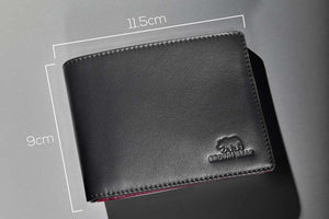 Slim Oxford Men’s Wallet with Contrast Color in Genuine Leather - Brown Bear