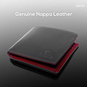 Slim Oxford Men’s Wallet with Contrast Color in Genuine Leather - Brown Bear
