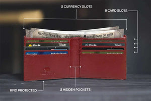 Slim Oxford Men’s Wallet with Contrast Color in Genuine Leather - Brown Bear