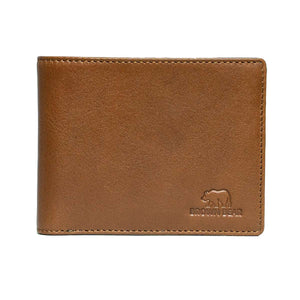 Slim Oxford Men’s Wallet with Contrast Color in Genuine Leather - Brown Bear