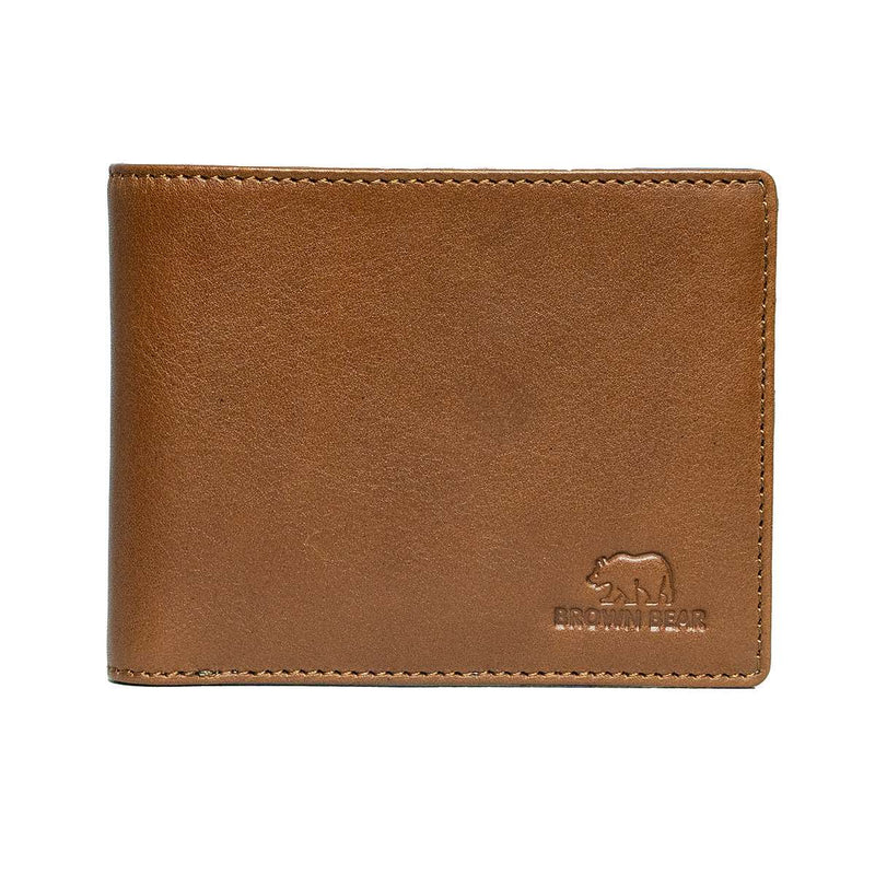 Slim Oxford Men’s Wallet with Contrast Color in Genuine Leather - Brown Bear