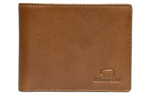 Slim Oxford Men’s Wallet with Contrast Color in Genuine Leather - Brown Bear