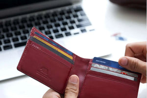 Slim Oxford Men’s Wallet with Contrast Color in Genuine Leather - Brown Bear
