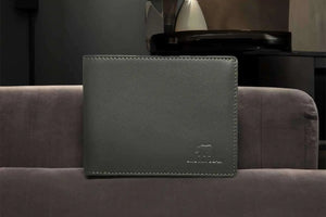 Slim Oxford Men’s Wallet with Contrast Color in Genuine Leather - Brown Bear