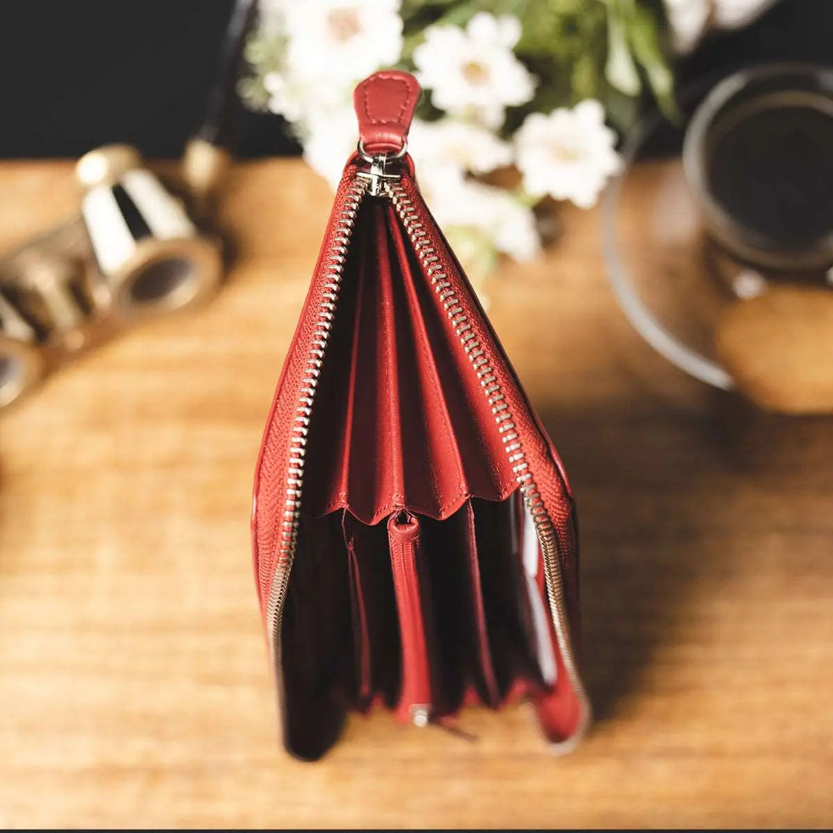 SP Elena Zip Around Women's hanging wallet in Genuine Leather Black Genuine Leather