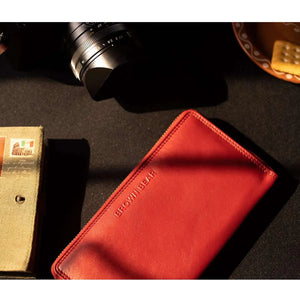 SP Elena Zip Around Ladies Wallet in Genuine Leather - Brown Bear