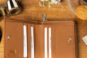 SP Lima Sleek Women’s Wallet with a Pocket Outside in Genuine Leather - Brown Bear