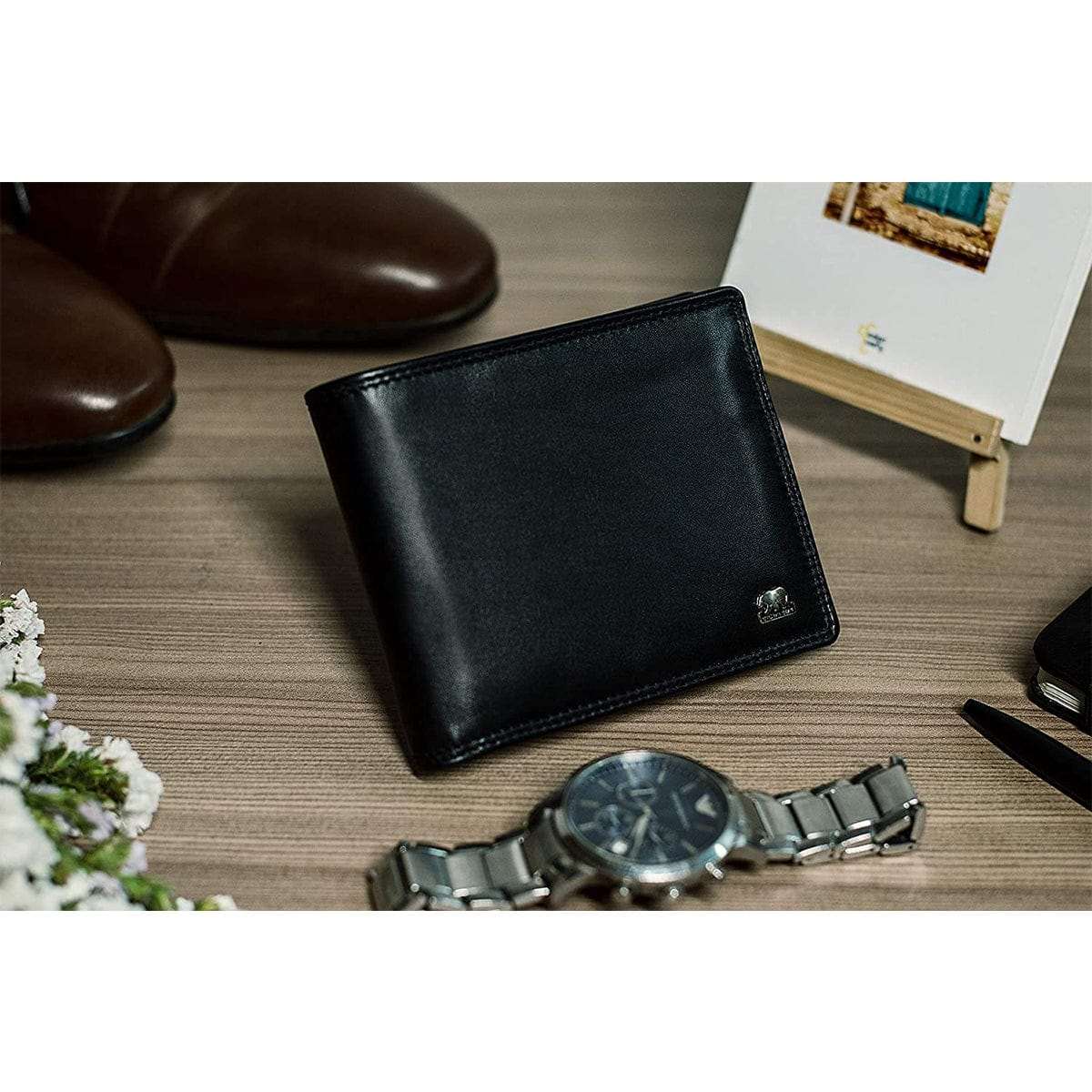 Stylish Wallets for Man with Pocket and ID Mesh in Pure Nappa Leather in Genuine Leather - Brown Bear