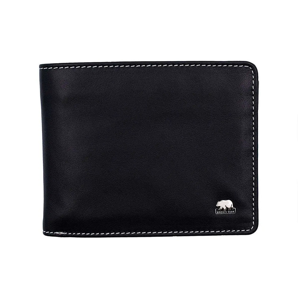 Trendy Black / Red Men’s Wallet with Pocket and Zip compartment in Genuine Leather - Brown Bear