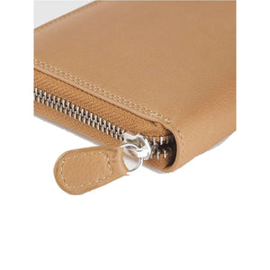 Vintage Leoni Classic Zip around Ladies Wallet in Genuine Leather - Brown Bear