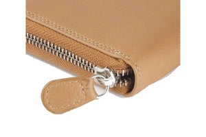 Vintage Leoni Classic Zip around Ladies Wallet in Genuine Leather - Brown Bear