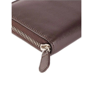 Vintage Leoni Classic Zip around Ladies Wallet in Genuine Leather - Brown Bear