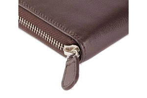 Vintage Leoni Classic Zip around Ladies Wallet in Genuine Leather - Brown Bear