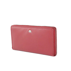 Vintage Leoni Classic Zip around Ladies Wallet in Genuine Leather - Brown Bear
