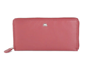 Vintage Leoni Classic Zip around Ladies Wallet in Genuine Leather - Brown Bear