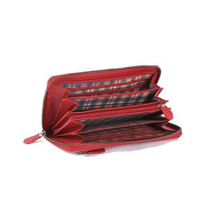 Vintage Leoni Classic Zip around Ladies Wallet with external zip pocket in Genuine Leather - Brown Bear