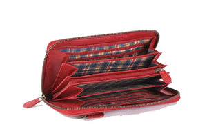 Vintage Leoni Classic Zip around Ladies Wallet with external zip pocket in Genuine Leather - Brown Bear