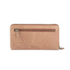Vintage Leoni Classic Zip around Ladies Wallet with external zip pocket in Genuine Leather - Brown Bear