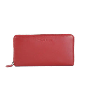 Vintage Leoni Classic Zip around Ladies Wallet with external zip pocket in Genuine Leather - Brown Bear