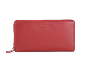 Vintage Leoni Classic Zip around Ladies Wallet with external zip pocket in Genuine Leather - Brown Bear