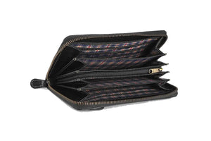 Vintage Leoni Classic Zip around Ladies Wallet with external zip pocket in Genuine Leather - Brown Bear